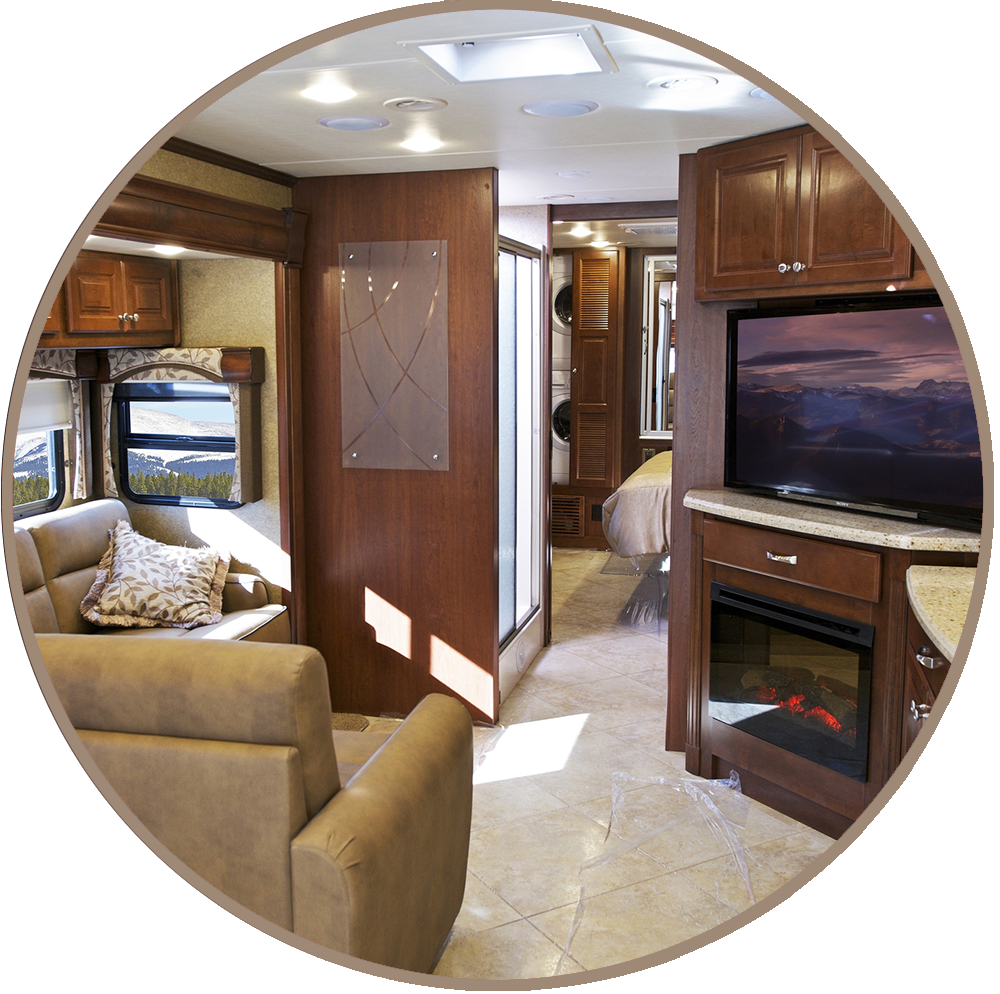Interior of a motorhome seen while performing an rv inspection